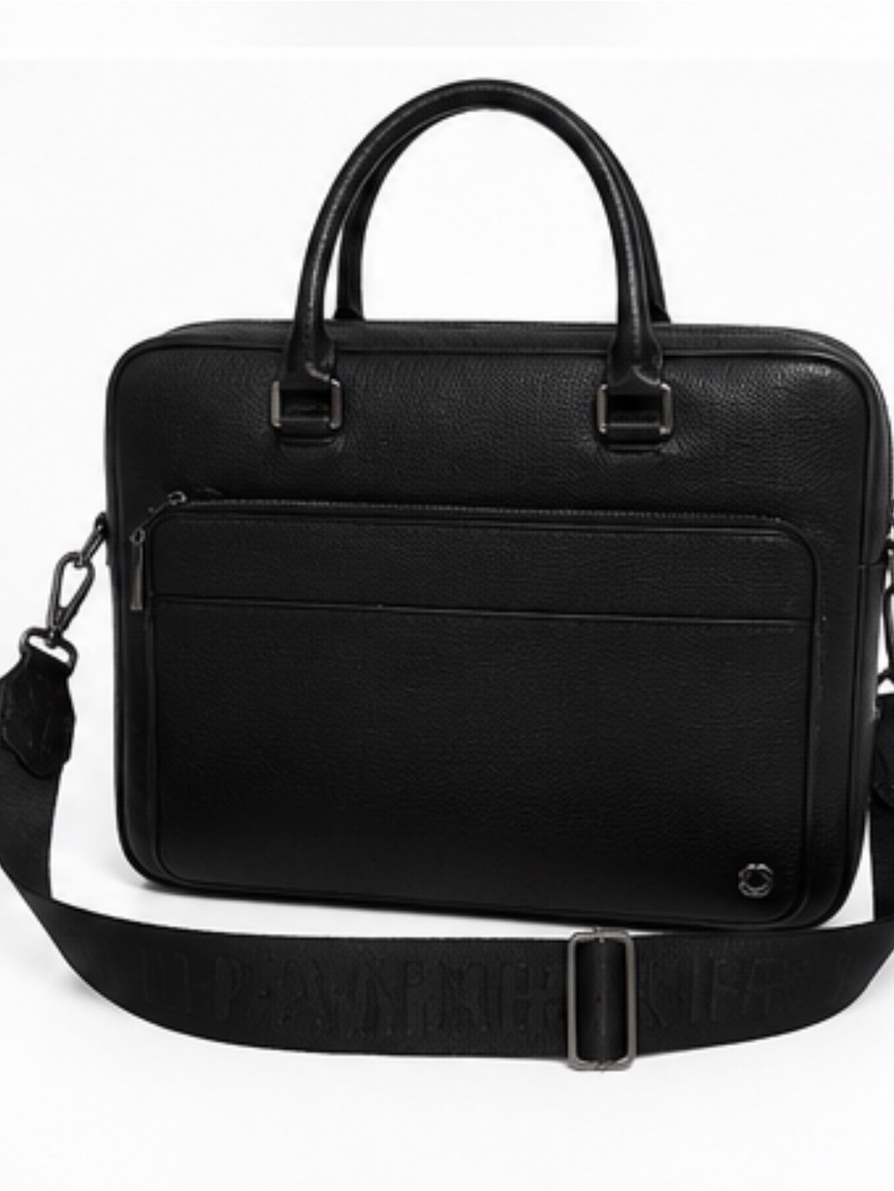 Danier Small Leather Laptop Bag Black Pebbled Leather Briefcase